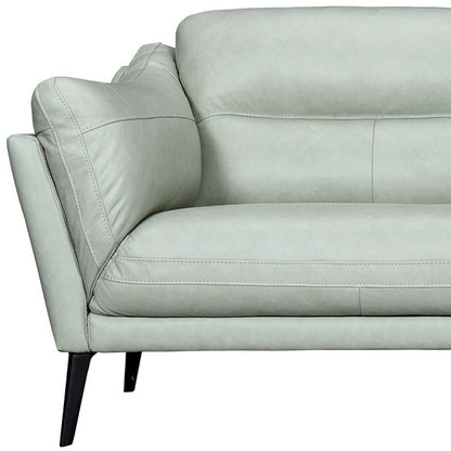 87" Mint Green Leather Sofa With Black Legs-7