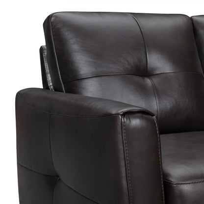 82" Black Leather Sofa With Brown Legs-7