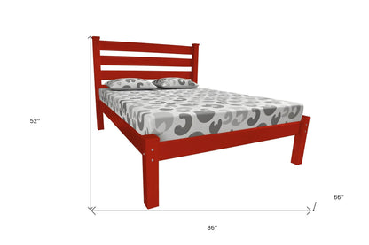 Red Solid Wood Queen Bed Frame - Loft&Timber