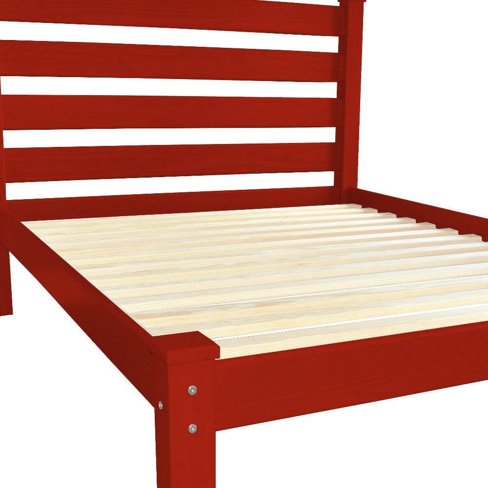 Red Solid Wood Queen Bed Frame - Loft&Timber