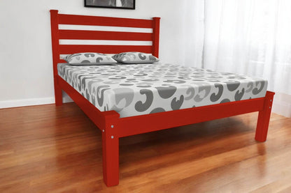 Red Solid Wood Queen Bed Frame - Loft&Timber