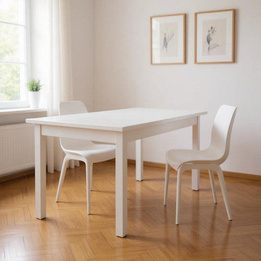 48" White Solid Wood Dining Table - Loft&Timber
