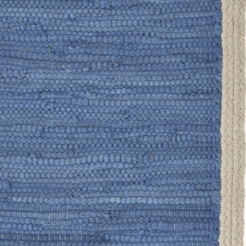 19" Set of Four Blue And Natural Solid With Border Cotton Placemats - Loft&Timber