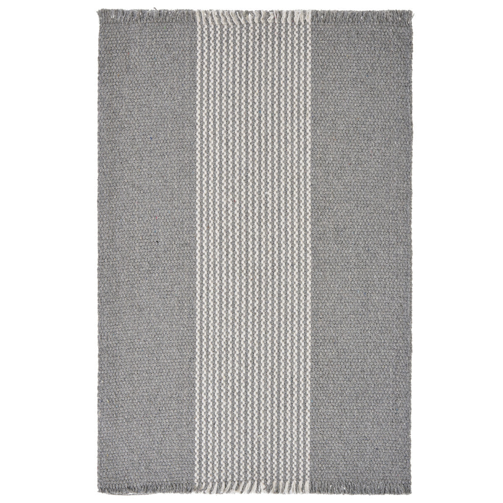 19" Set of Four Gray And White Striped Cotton Placemats - Loft&Timber