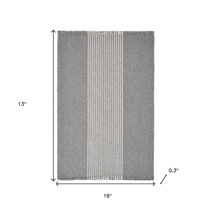 19" Set of Four Gray And White Striped Cotton Placemats - Loft&Timber