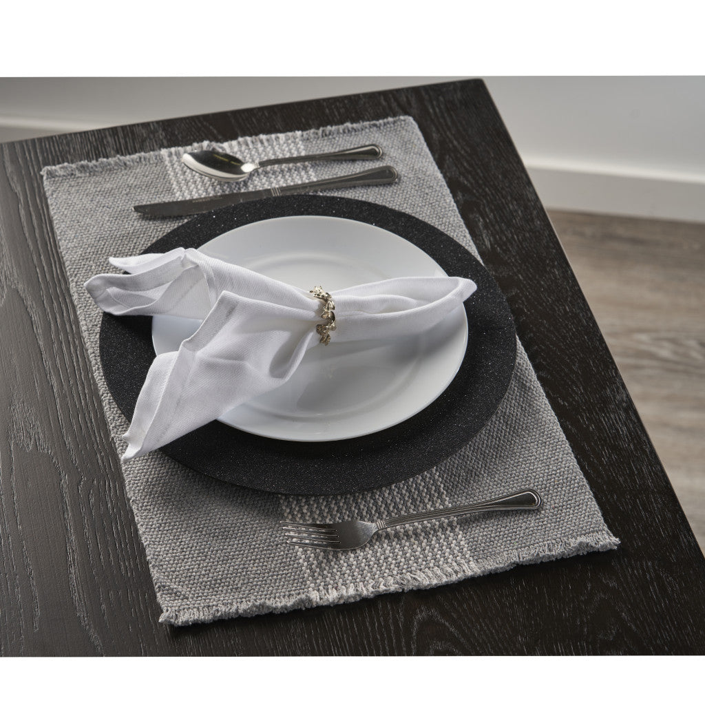 19" Set of Four Gray And White Striped Cotton Placemats - Loft&Timber