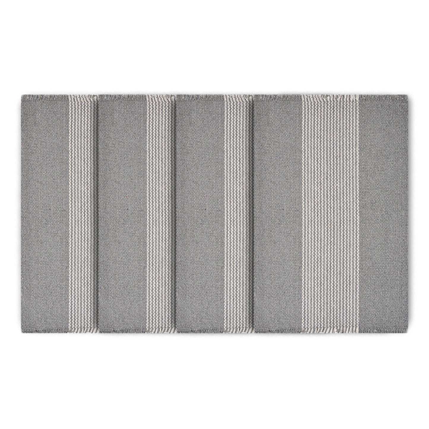 19" Set of Four Gray And White Striped Cotton Placemats - Loft&Timber