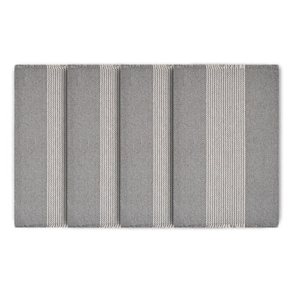 19" Set of Four Gray And White Striped Cotton Placemats - Loft&Timber