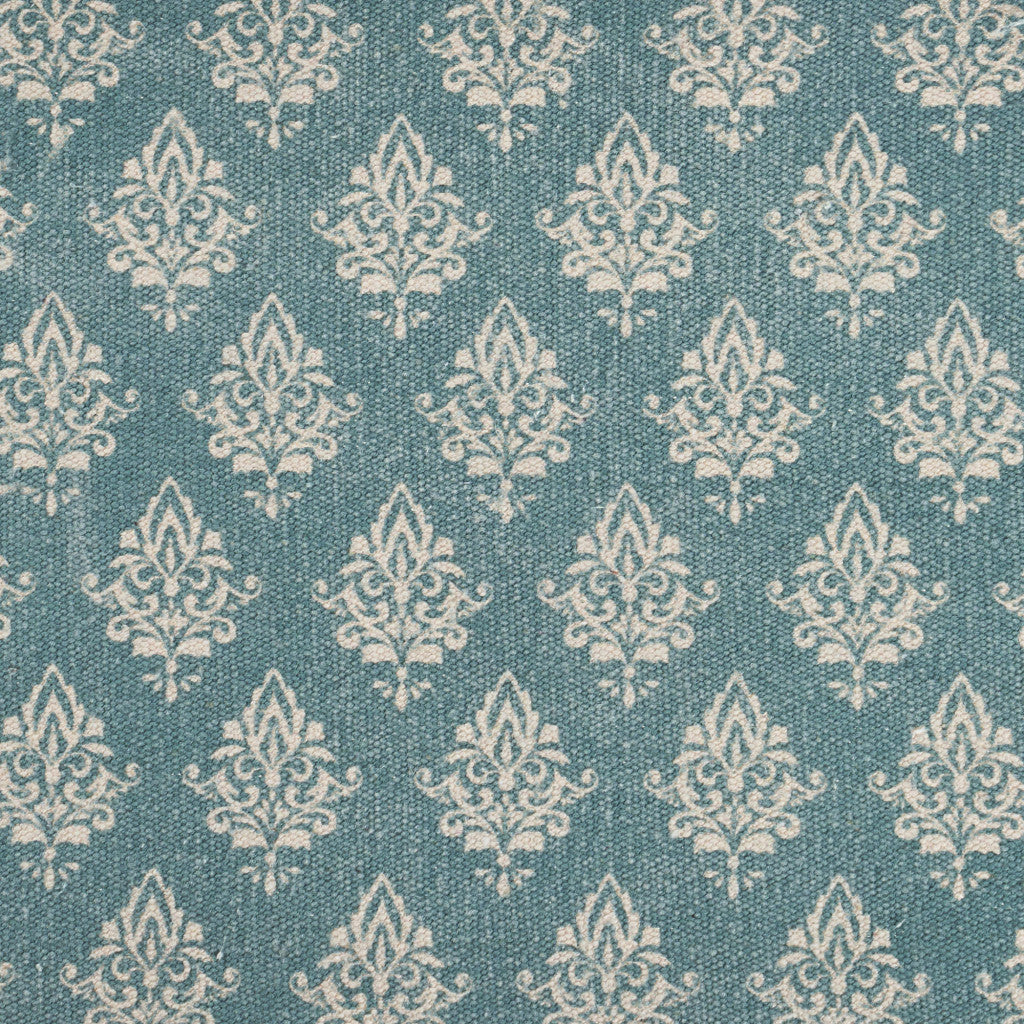 19" Set of Four Cream And Turquoise Damask Cotton Placemats - Loft&Timber
