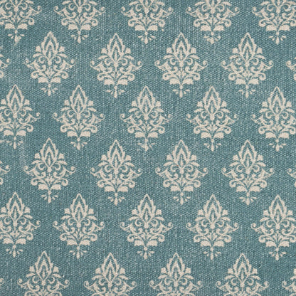 19" Set of Four Cream And Turquoise Damask Cotton Placemats - Loft&Timber