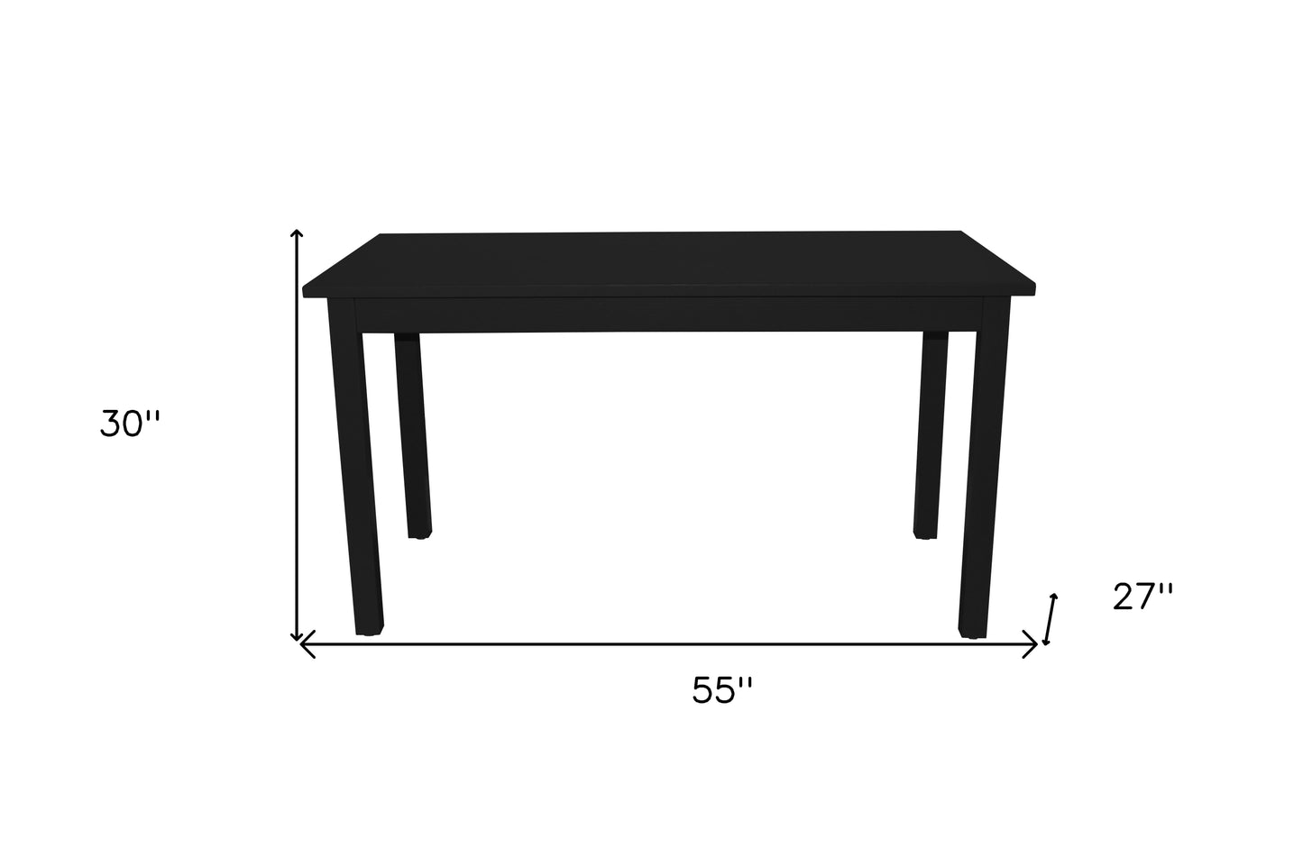 60" Black Solid Wood Dining Table - Loft&Timber