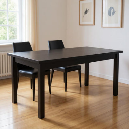 60" Black Solid Wood Dining Table - Loft&Timber
