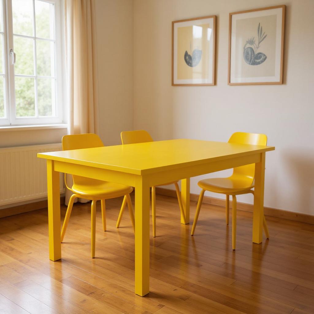 60" Yellow Solid Wood Dining Table - Loft&Timber