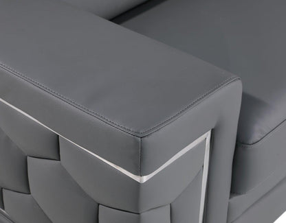 89" Gray Leather Sofa With Silver Legs-6