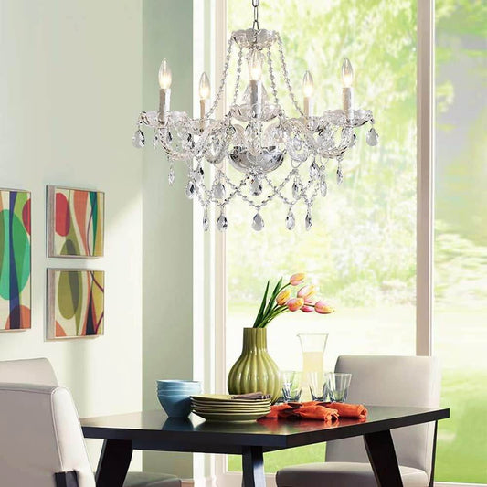 Saint Mossi 5 Light Modern Contemporary Elegant K9 Crystal Glass Chandelier Pendant Ceiling Lighting Fixture - Loft&Timber