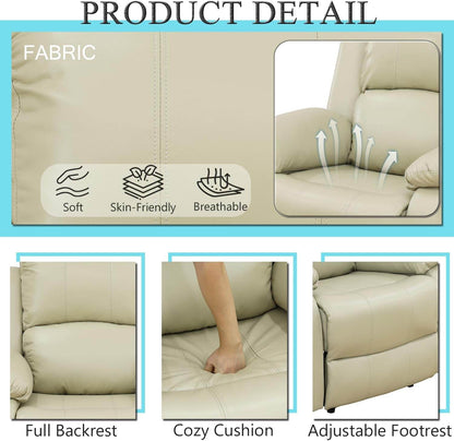 Leather Recliner Sofa Set, Beige (Sofa Set 3 Pieces) - Loft&Timber