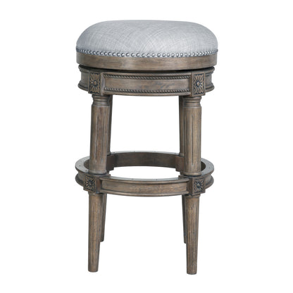 31" Gray Solid Wood Swivel Backless Bar Height Bar Chair-2