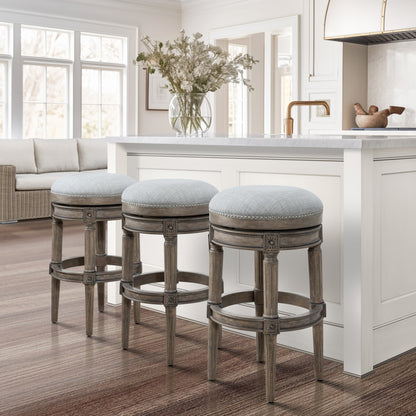 31" Gray Solid Wood Swivel Backless Bar Height Bar Chair-6