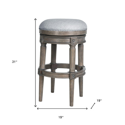 31" Gray Solid Wood Swivel Backless Bar Height Bar Chair-7