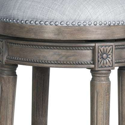 31" Gray Solid Wood Swivel Backless Bar Height Bar Chair-4