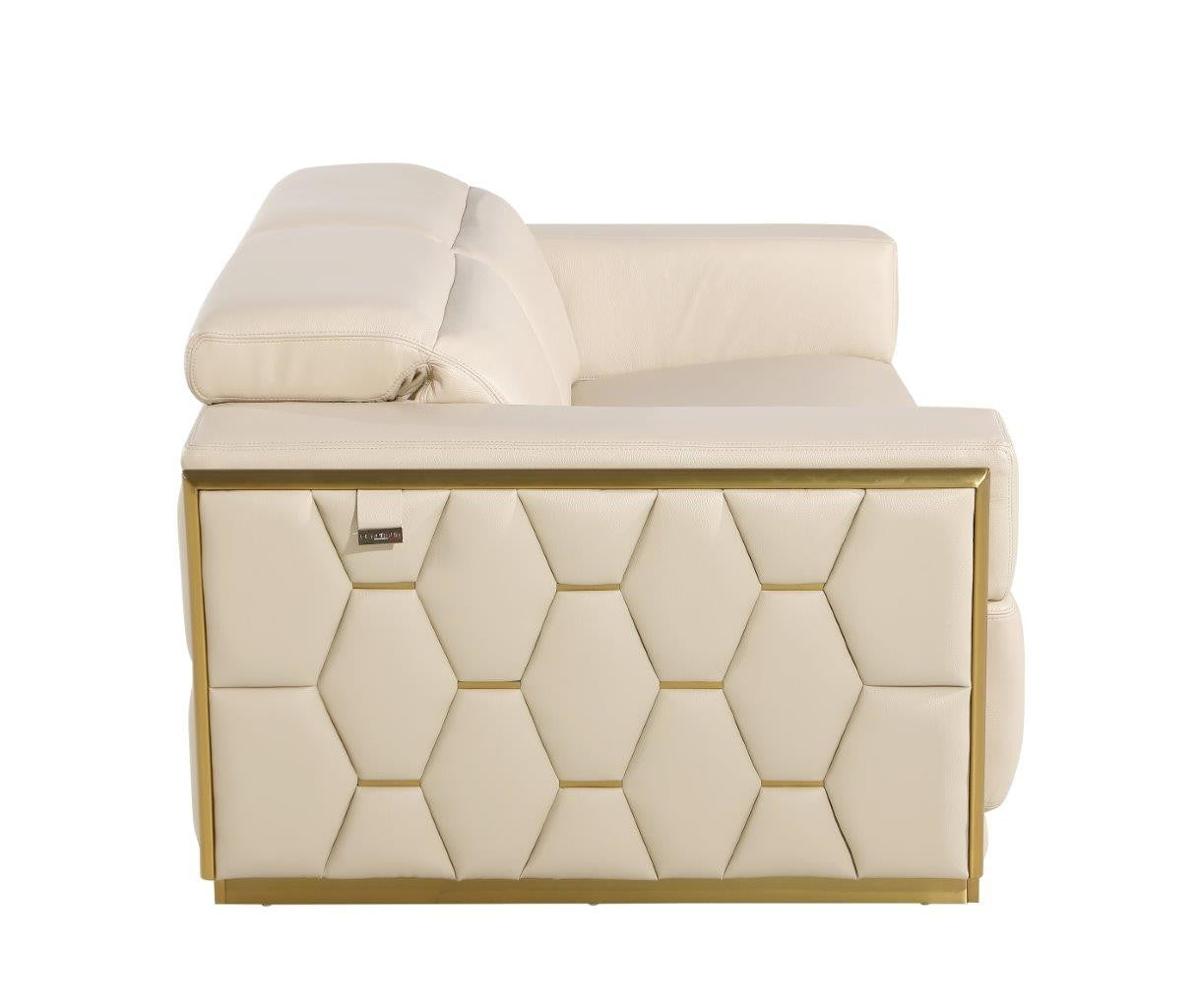 89" Beige And Gold Leather Sofa-3