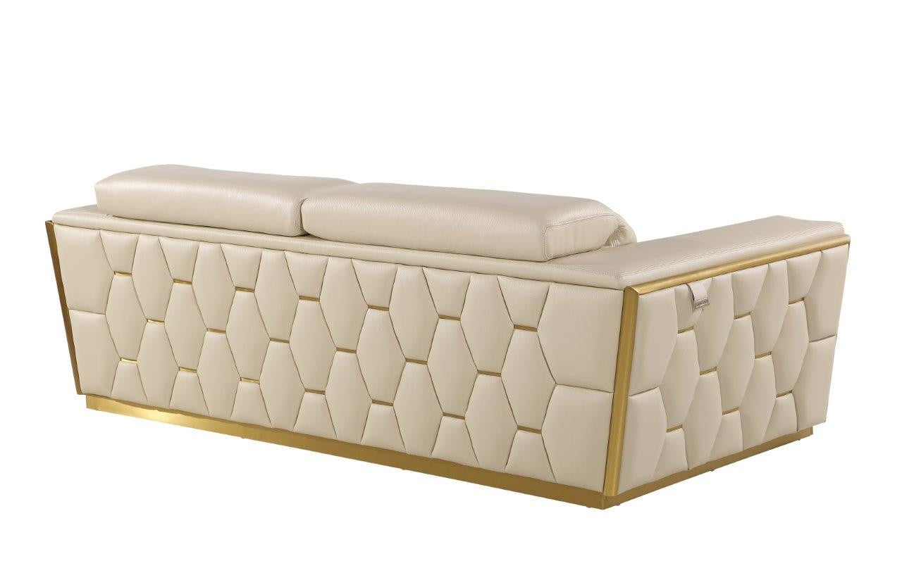 89" Beige And Gold Leather Sofa-4