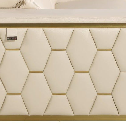 89" Beige And Gold Leather Sofa-7