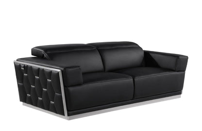 89" Black And Silver Leather Sofa-2