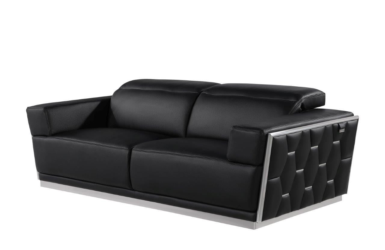 89" Black And Silver Leather Sofa-5
