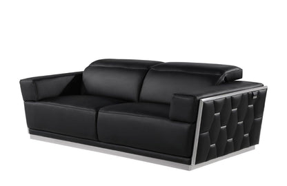 89" Black And Silver Leather Sofa-5