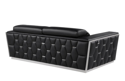 89" Black And Silver Leather Sofa-4