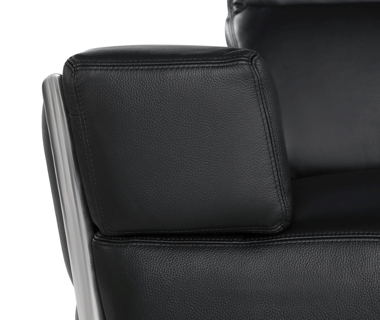 89" Black And Silver Leather Sofa-7