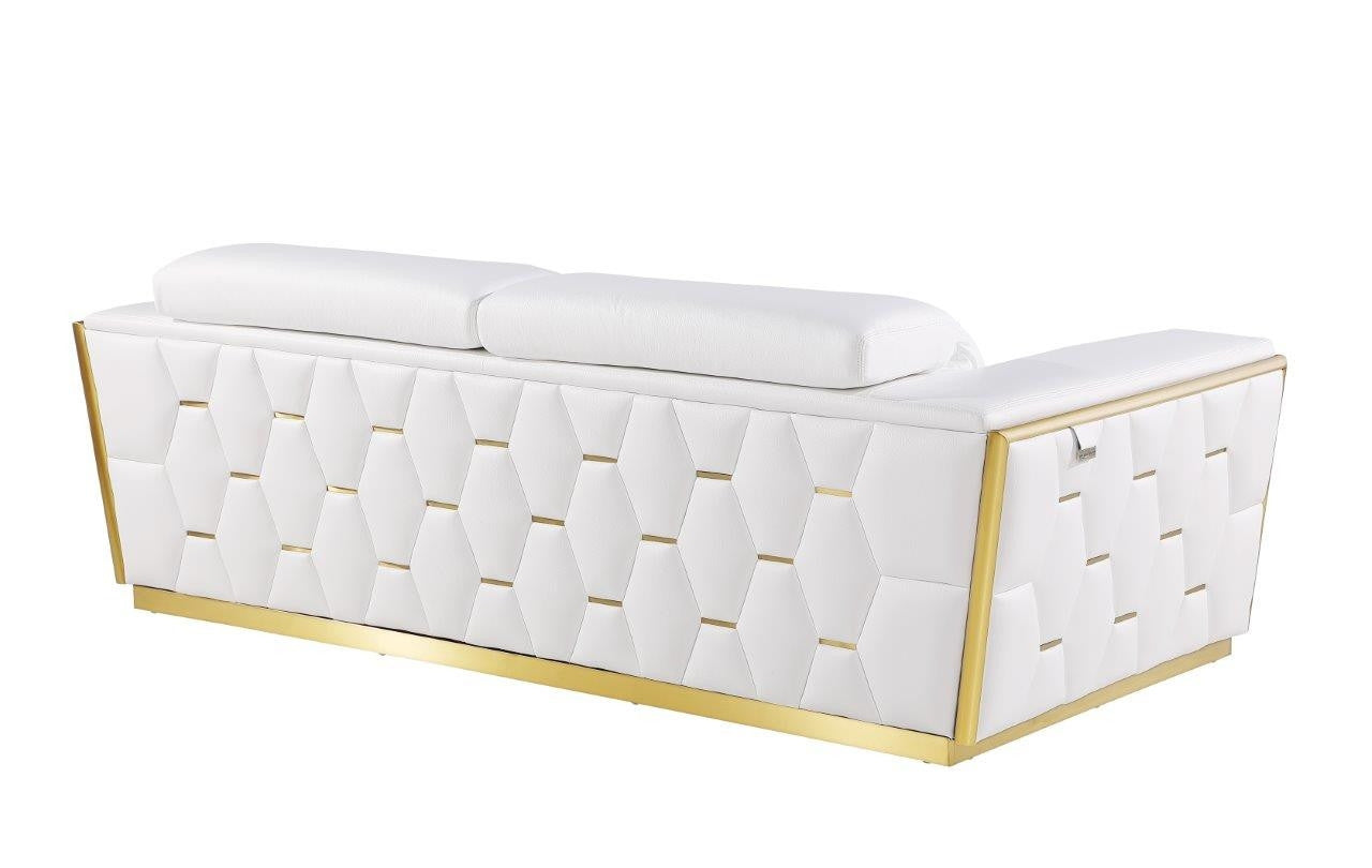 89" White And Silver Leather Sofa-3