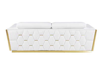 89" White And Silver Leather Sofa-4