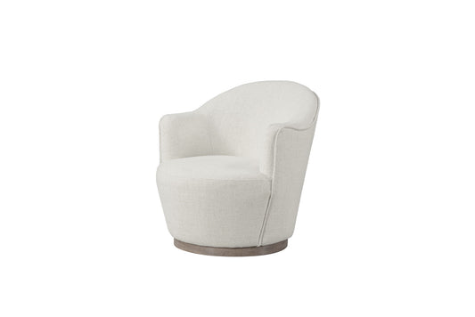 27" Off White Fabric Swivel Barrel Chair - Loft&Timber