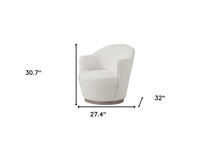 27" Off White Fabric Swivel Barrel Chair - Loft&Timber