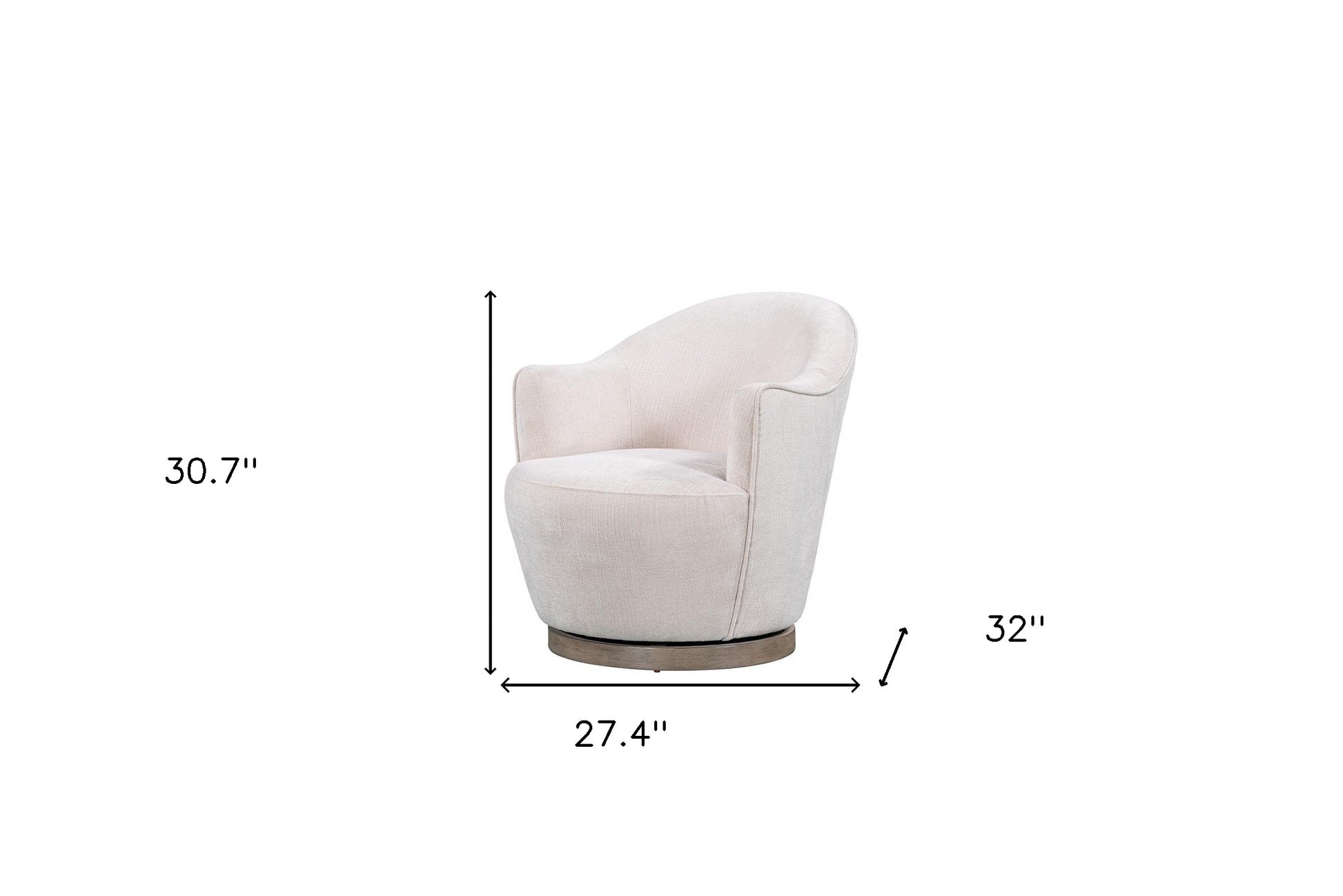 27" Off White Fabric Swivel Barrel Chair - Loft&Timber