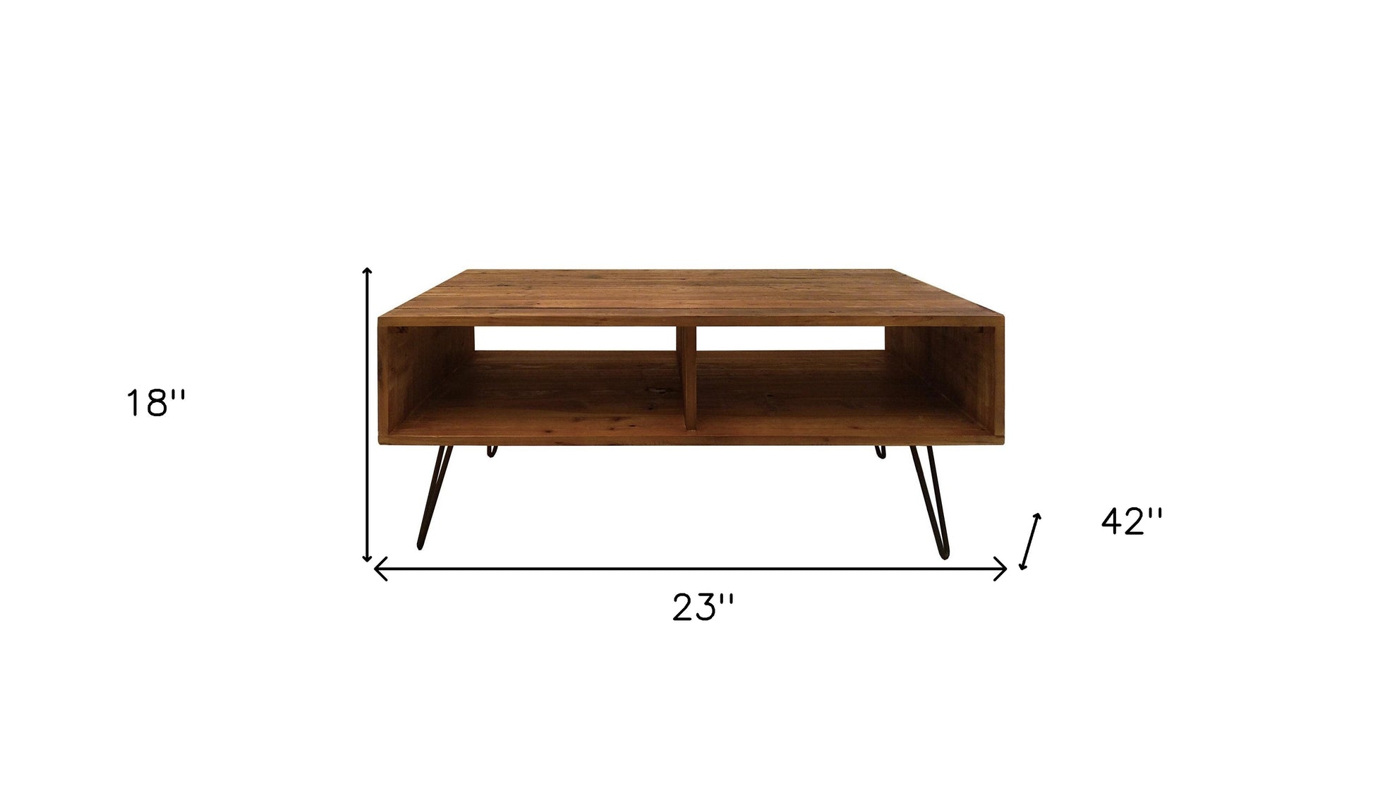 23" Brown And Black Wood And Metal Coffee Table With Shelf - Loft&Timber