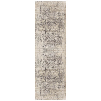7' Gray Floral Runner Rug - Loft&Timber