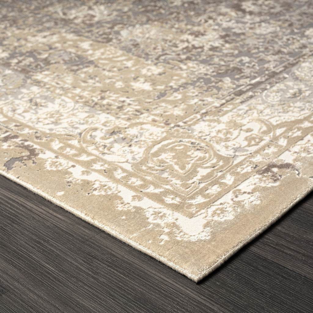 7' Gray Floral Runner Rug - Loft&Timber