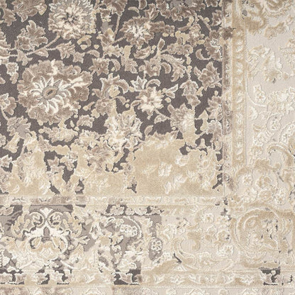 7' Gray Floral Runner Rug - Loft&Timber