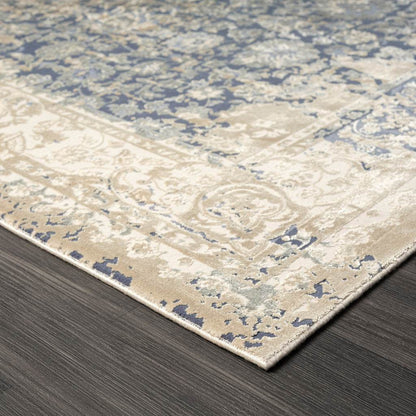 7' Blue Floral Runner Rug - Loft&Timber