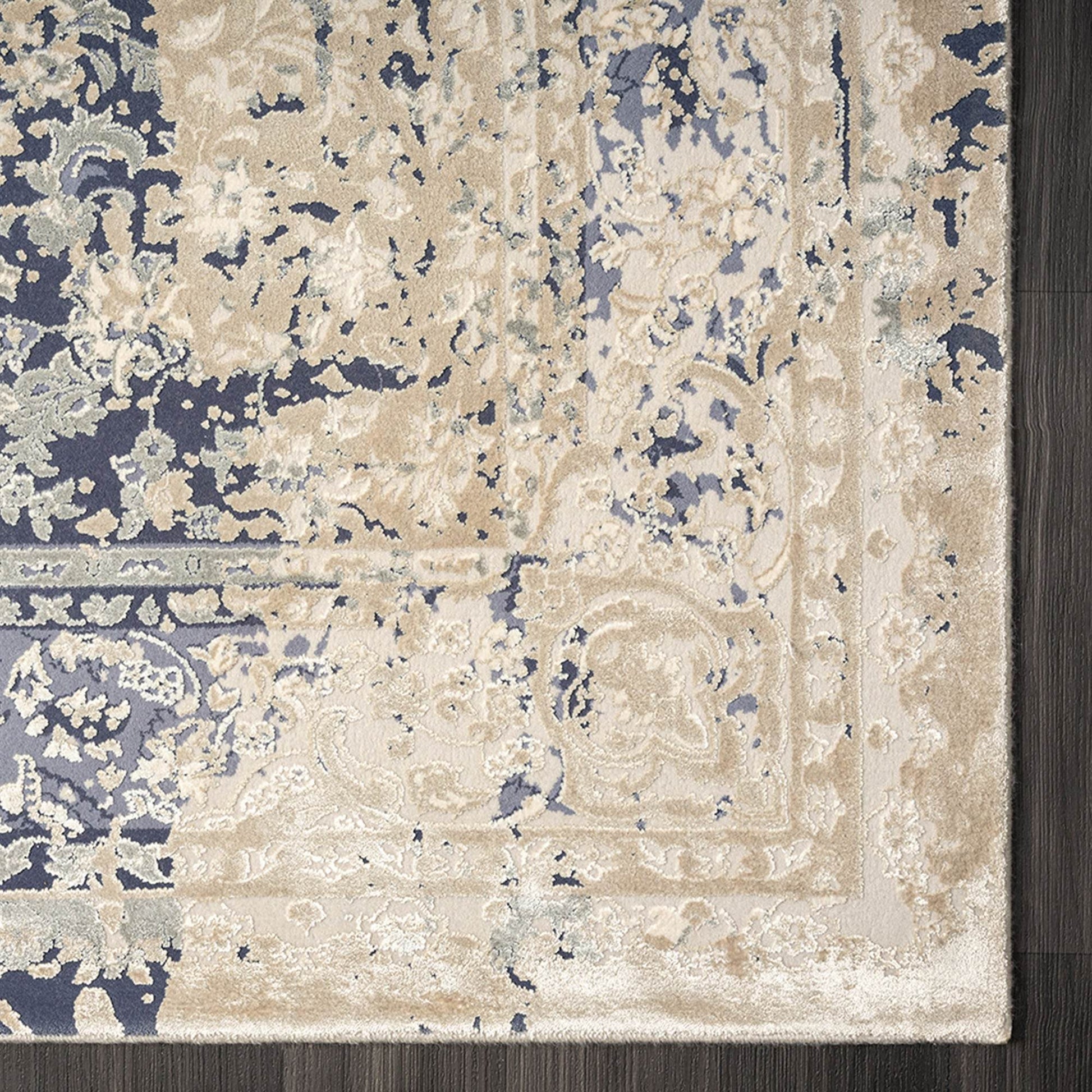 7' Blue Floral Runner Rug - Loft&Timber