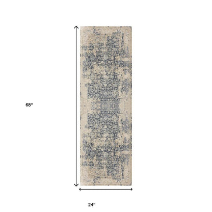 7' Blue Floral Runner Rug - Loft&Timber