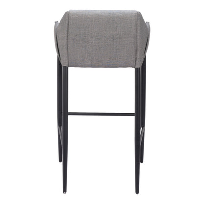 30" Slate Gray And Black Fabric And Steel Bar Height Bar Chair - Loft&Timber