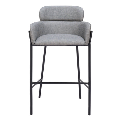 30" Slate Gray And Black Fabric And Steel Bar Height Bar Chair - Loft&Timber