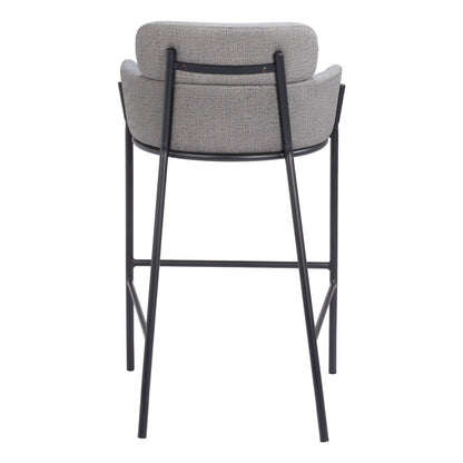 30" Slate Gray And Black Fabric And Steel Bar Height Bar Chair - Loft&Timber