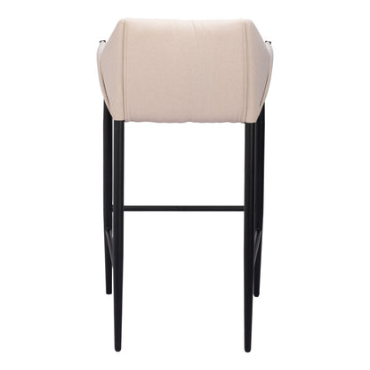 30" Beige And Black Fabric And Steel Bar Height Bar Chair - Loft&Timber