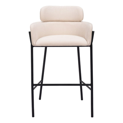 30" Beige And Black Fabric And Steel Bar Height Bar Chair - Loft&Timber