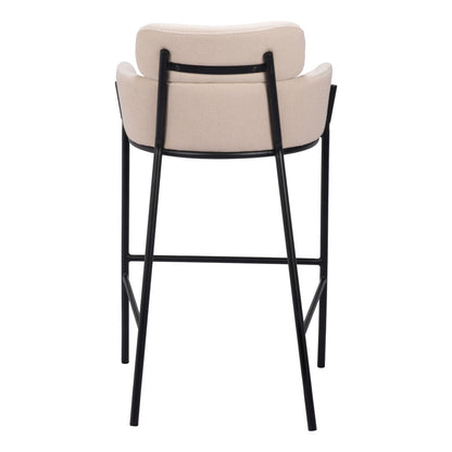 30" Beige And Black Fabric And Steel Bar Height Bar Chair - Loft&Timber